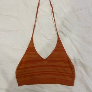 Orange cropped halter top